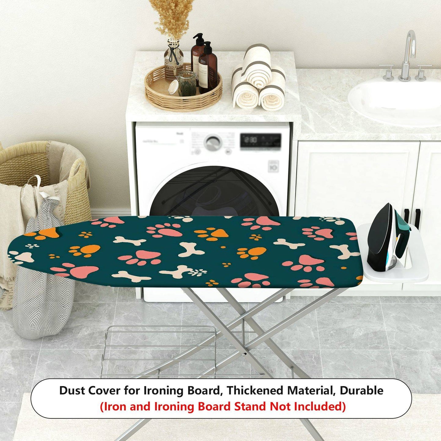 1-Piece Paw Bone Print Pet Cute Ironing Board Cover, Universal Size, Without Board