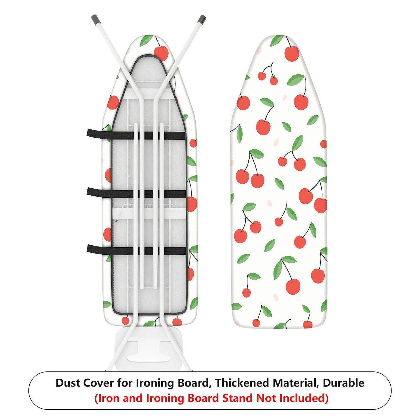 1-Piece Cherry Pattern Fruit Design Green Leaf Ironing Board Cover, Universal Size, Without Board