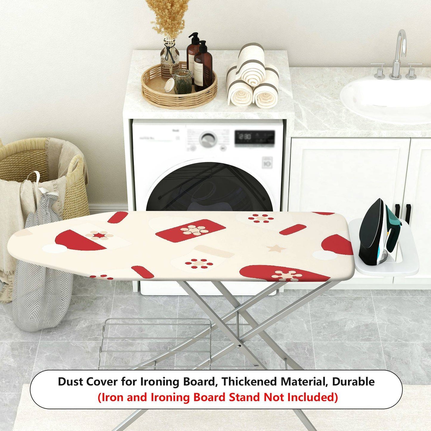 1-Piece Christmas Gloves Snowflake Ironing Board Cover, Universal Size, Without Board