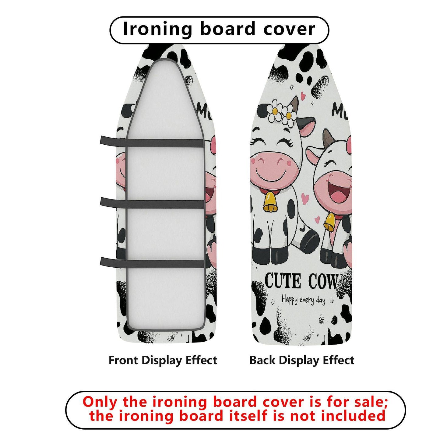 1-Piece Cute Cow Fun Ironing Board Cover, Universal Size, Without Board