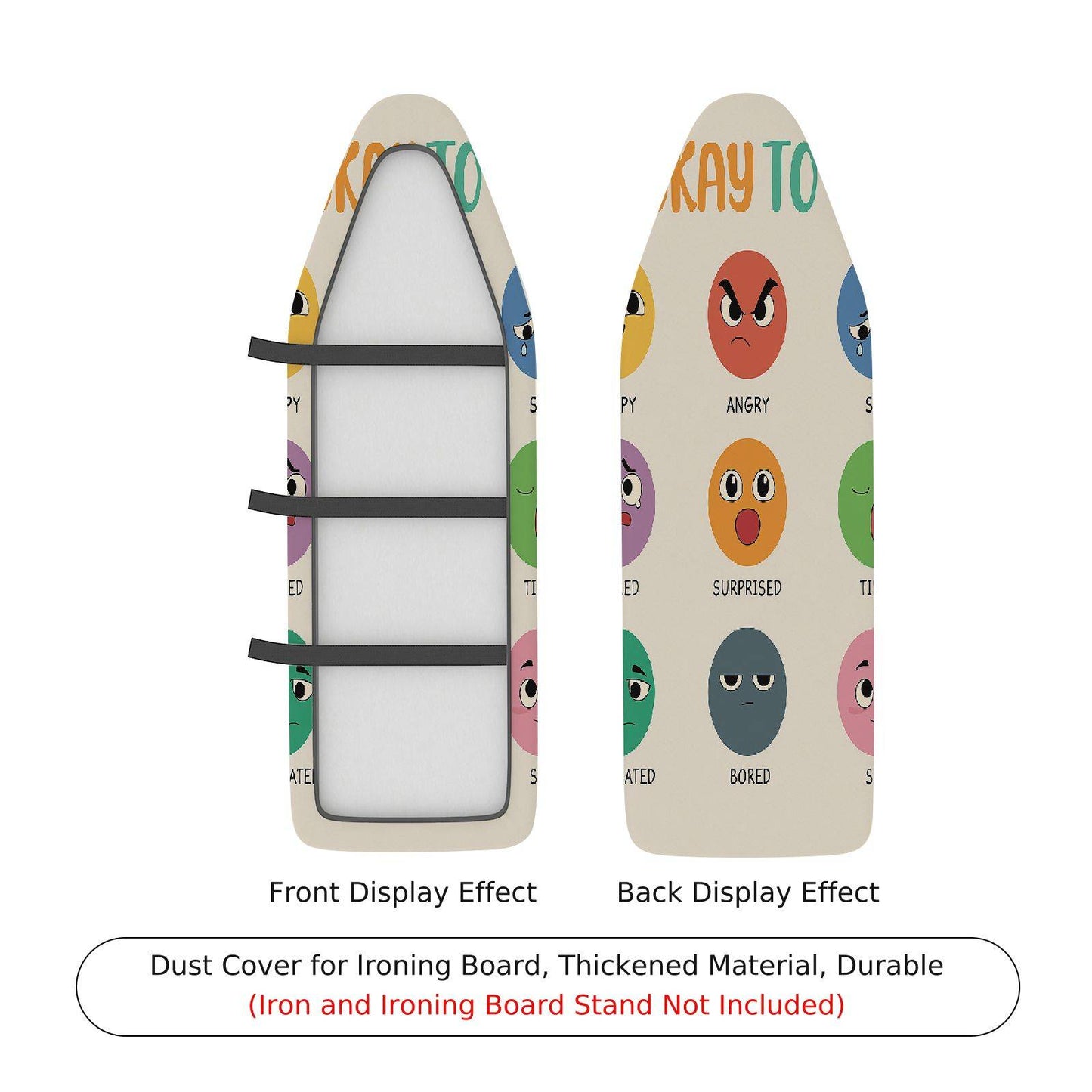 1-Piece Emoji Fun Ironing Board Cover, Universal Size, Without Board