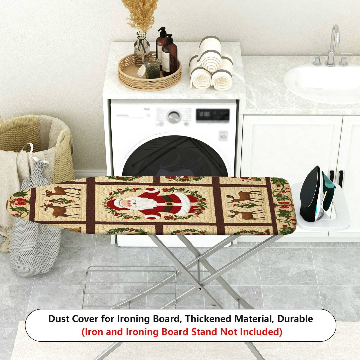 1-Piece Christmas Santa Reindeer Ironing Board Cover, Universal Size, Without Board