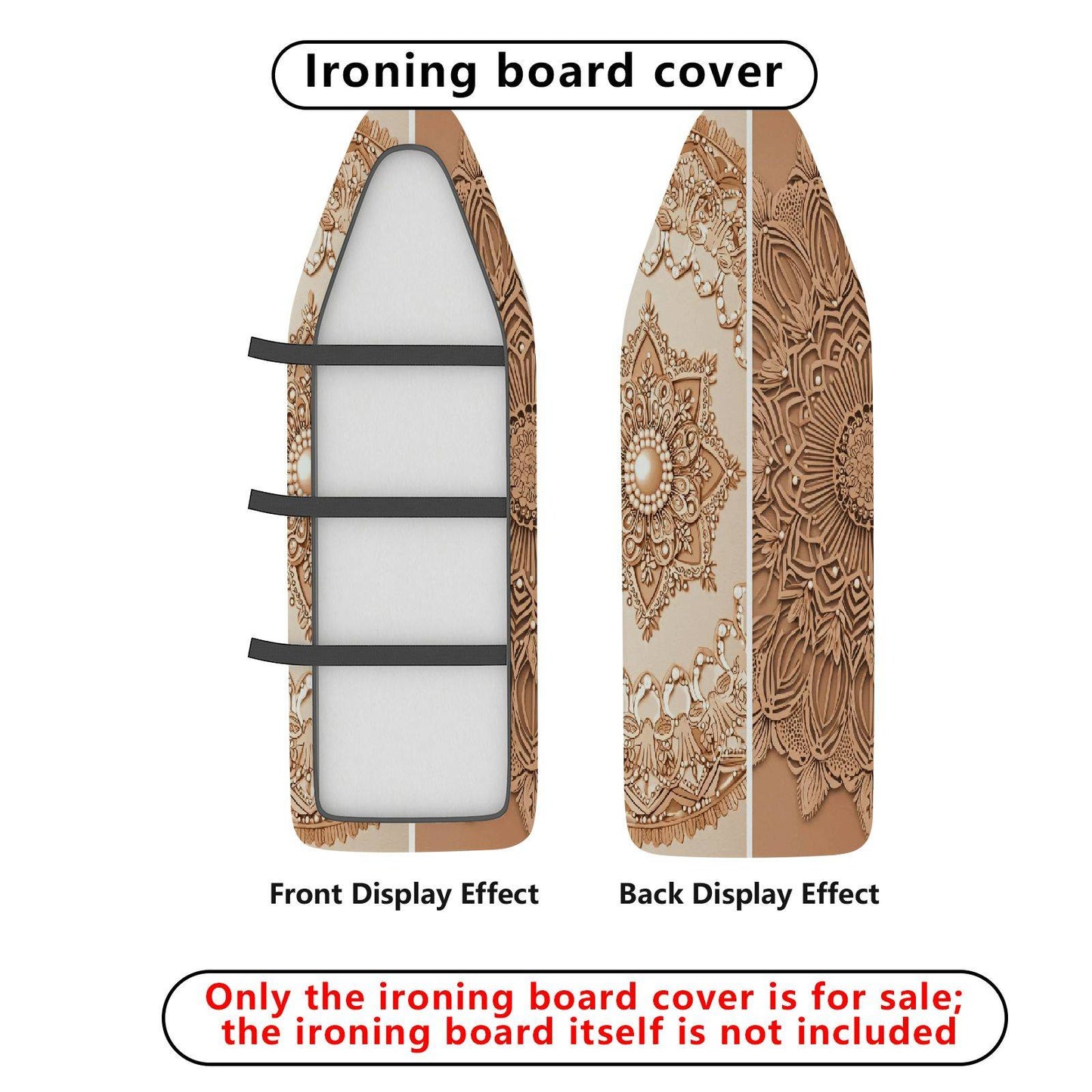 1-Piece Mandala Beige Decorative Ironing Board Cover, Universal Size, Without Board