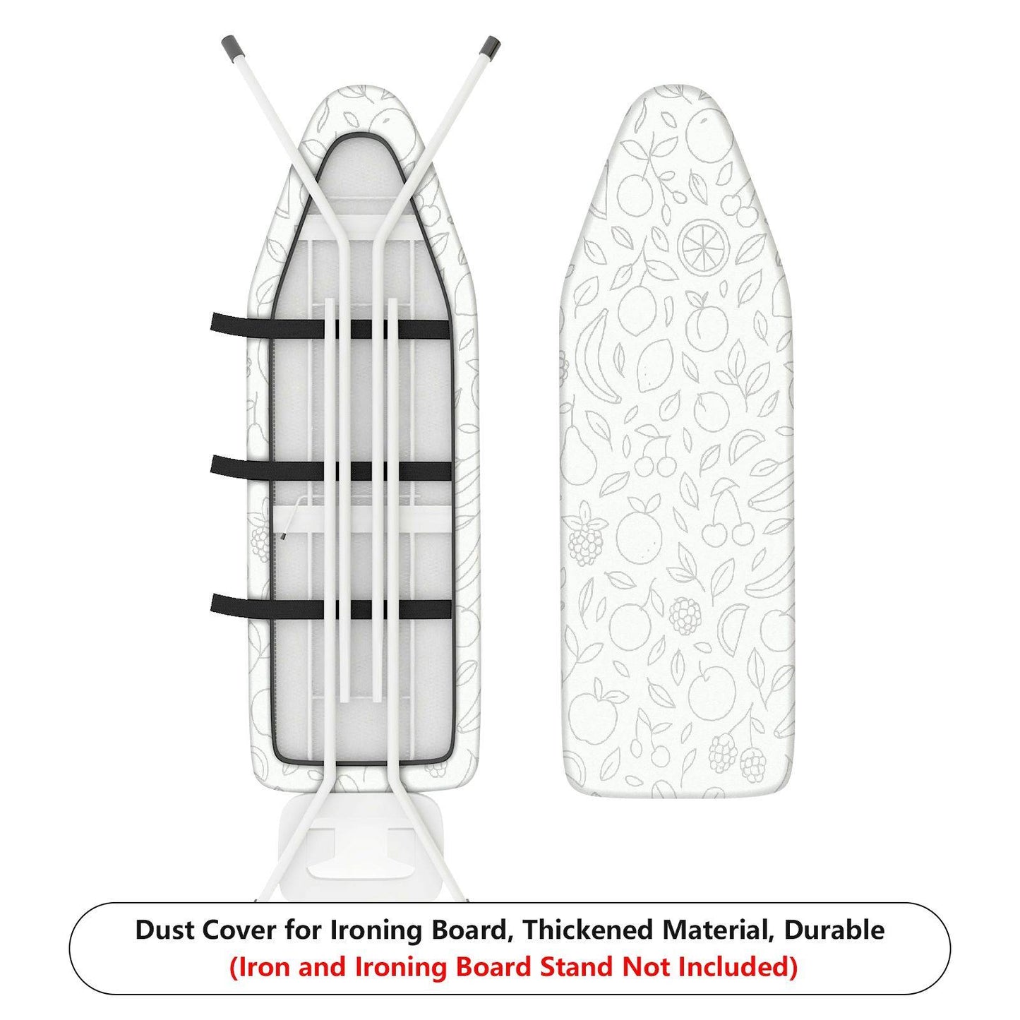 1-Piece Fruit Pattern Leaf Design White Ironing Board Cover, Universal Size, Without Board