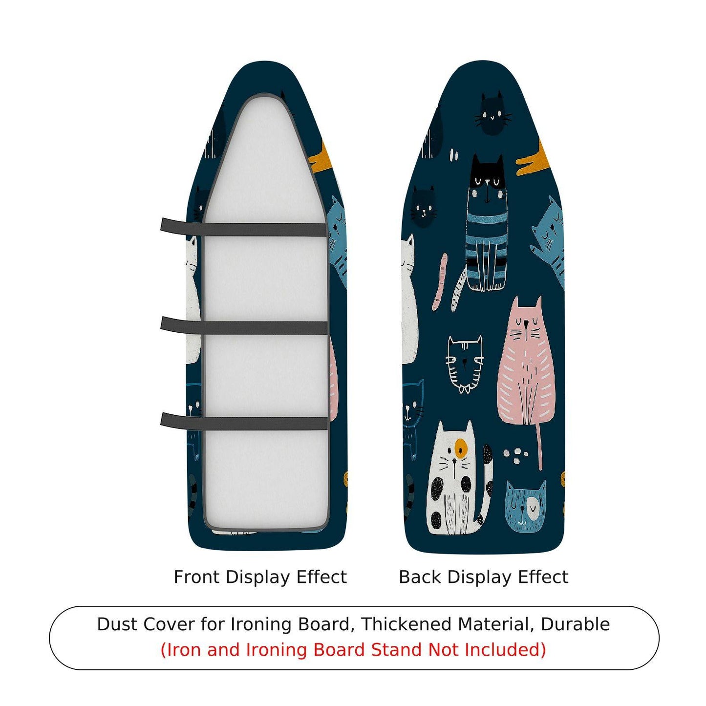 1-Piece Cat Design Fun Animal Ironing Board Cover, Universal Size, Without Board