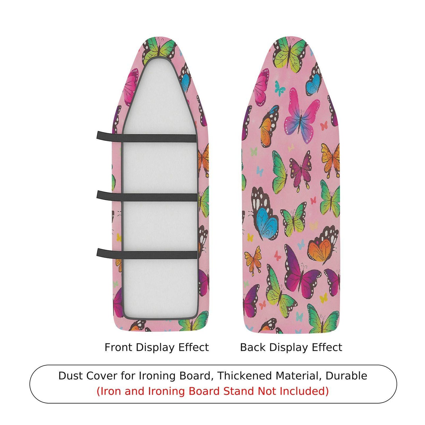 1-Piece Butterfly Colorful Pink Ironing Board Cover, Universal Size, Without Board
