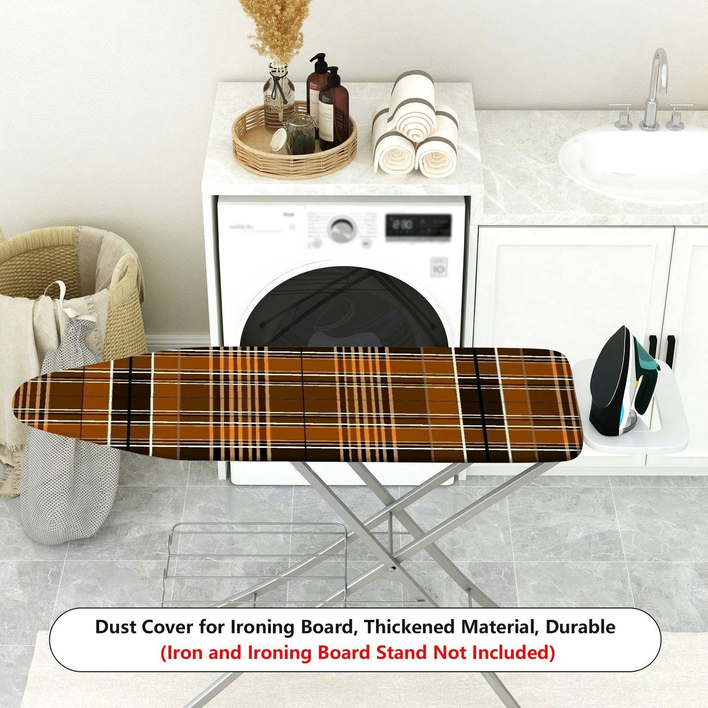 1-Piece Plaid Checkered Striped Ironing Board Cover, Universal Size, Without Board