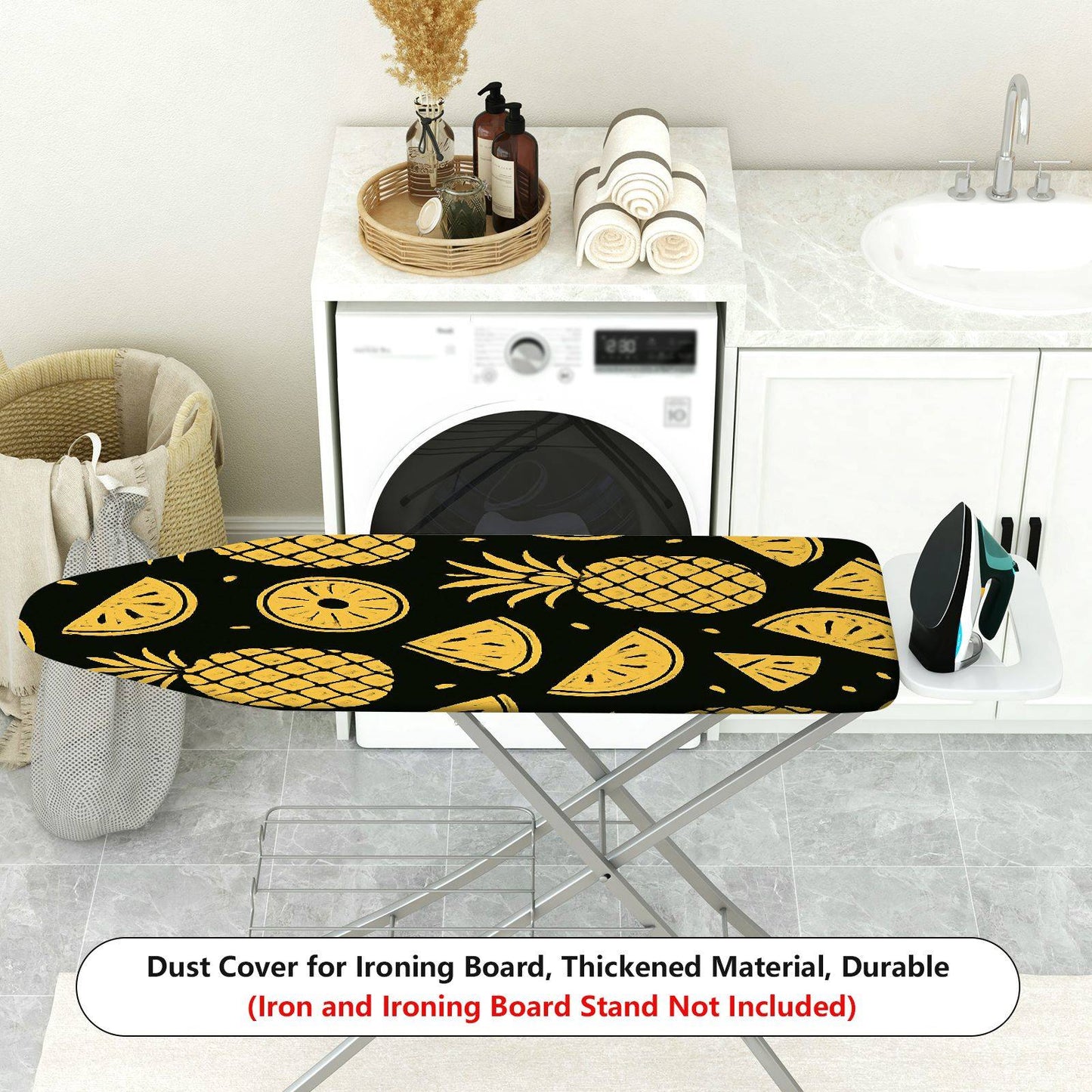 1-Piece Pineapple Fruit Pattern Black Ironing Board Cover, Universal Size, Without Board