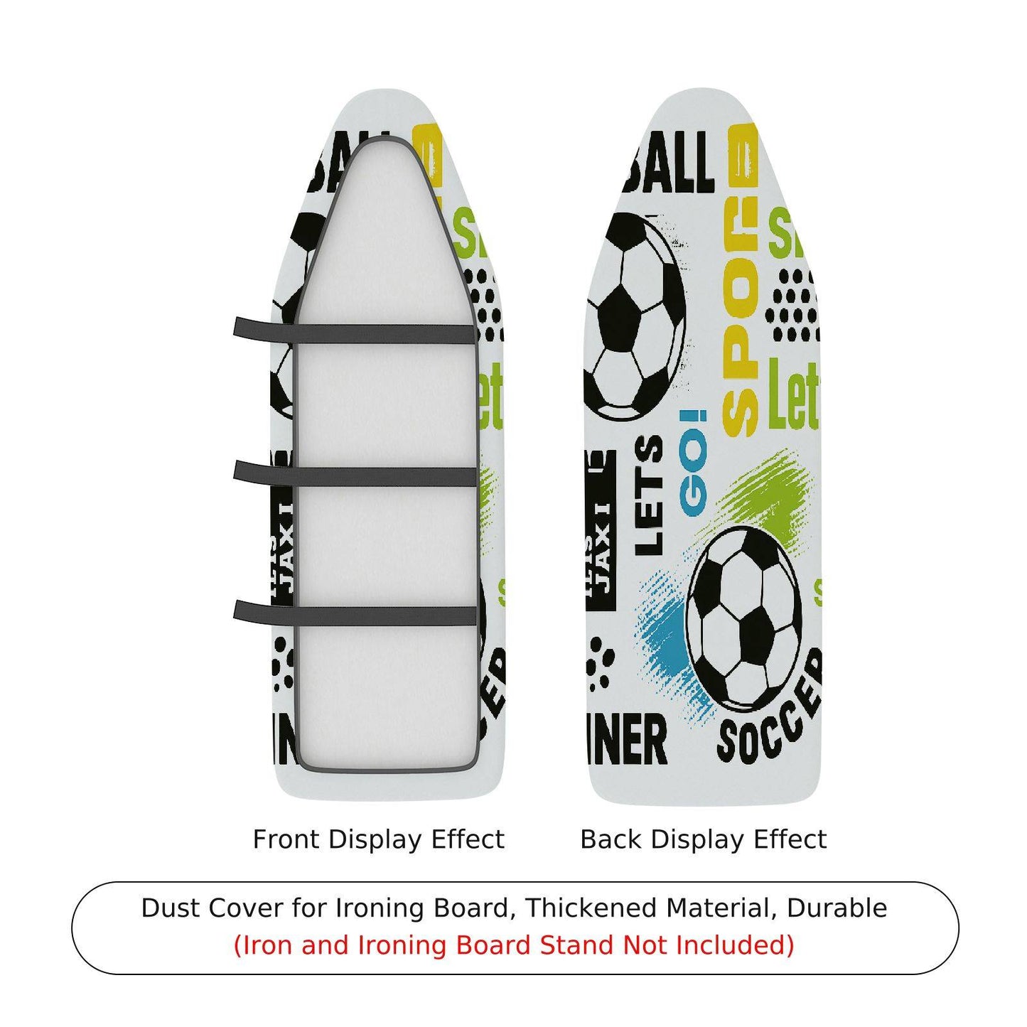 1-Piece Soccer Fun Colorful Ironing Board Cover, Universal Size, Without Board