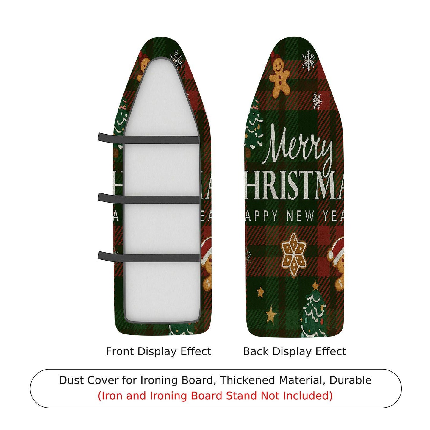 1-Piece Christmas Plaid Gingerbread Ironing Board Cover, Universal Size, Without Board