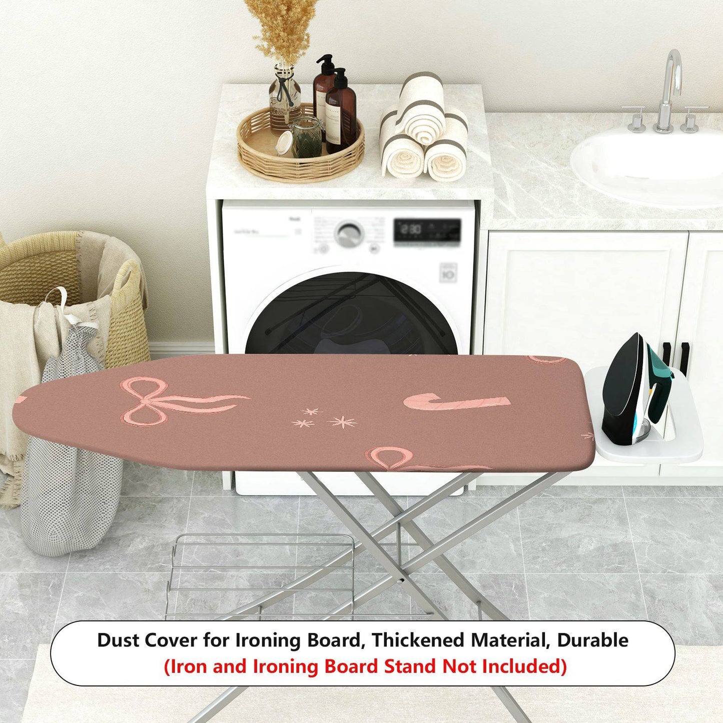 1-Piece Christmas Candy Cane Bow Ironing Board Cover, Universal Size, Without Board