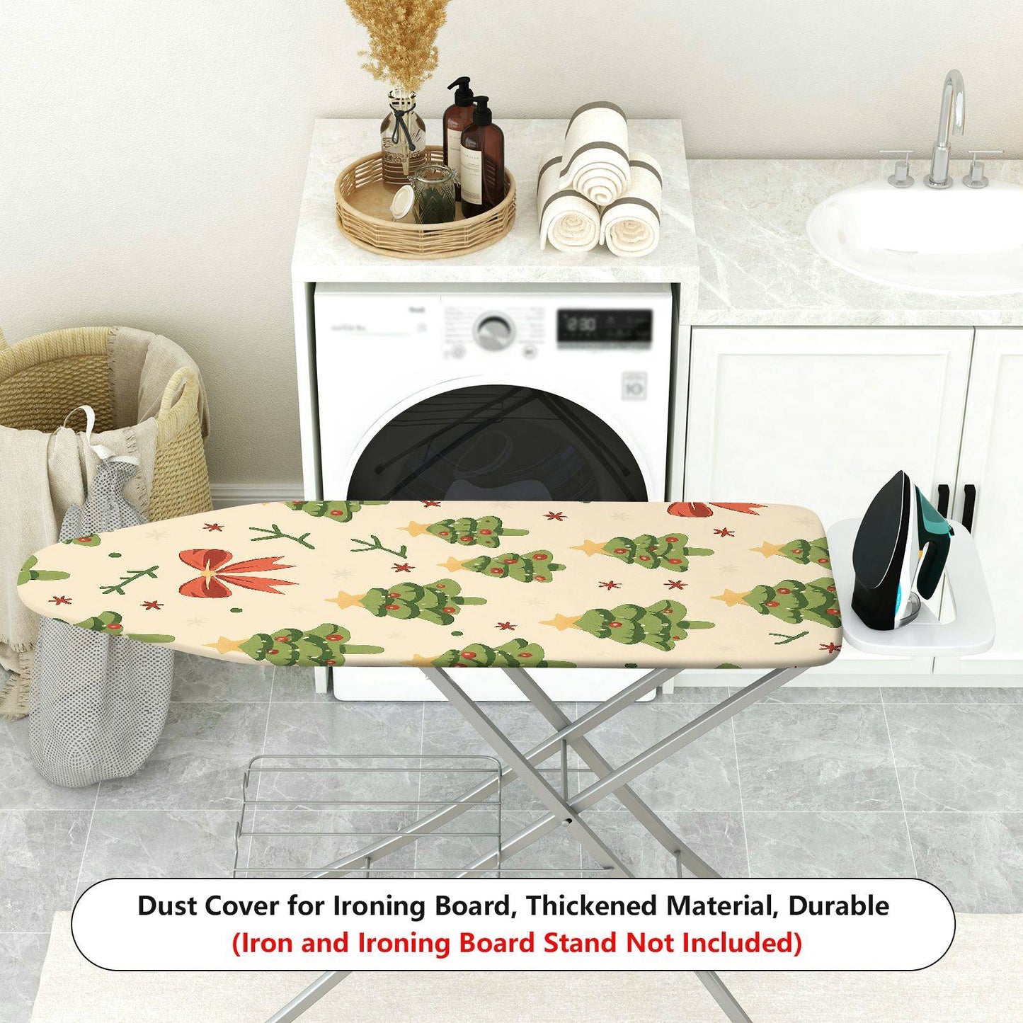 1-Piece Christmas Tree Bow Star Ironing Board Cover, Universal Size, Without Board