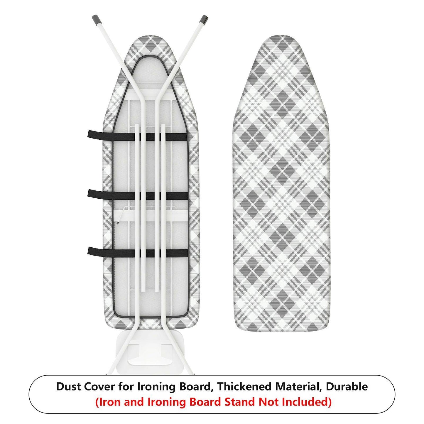 1-Piece Plaid Pattern Gray White Decorative Ironing Board Cover, Universal Size, Without Board