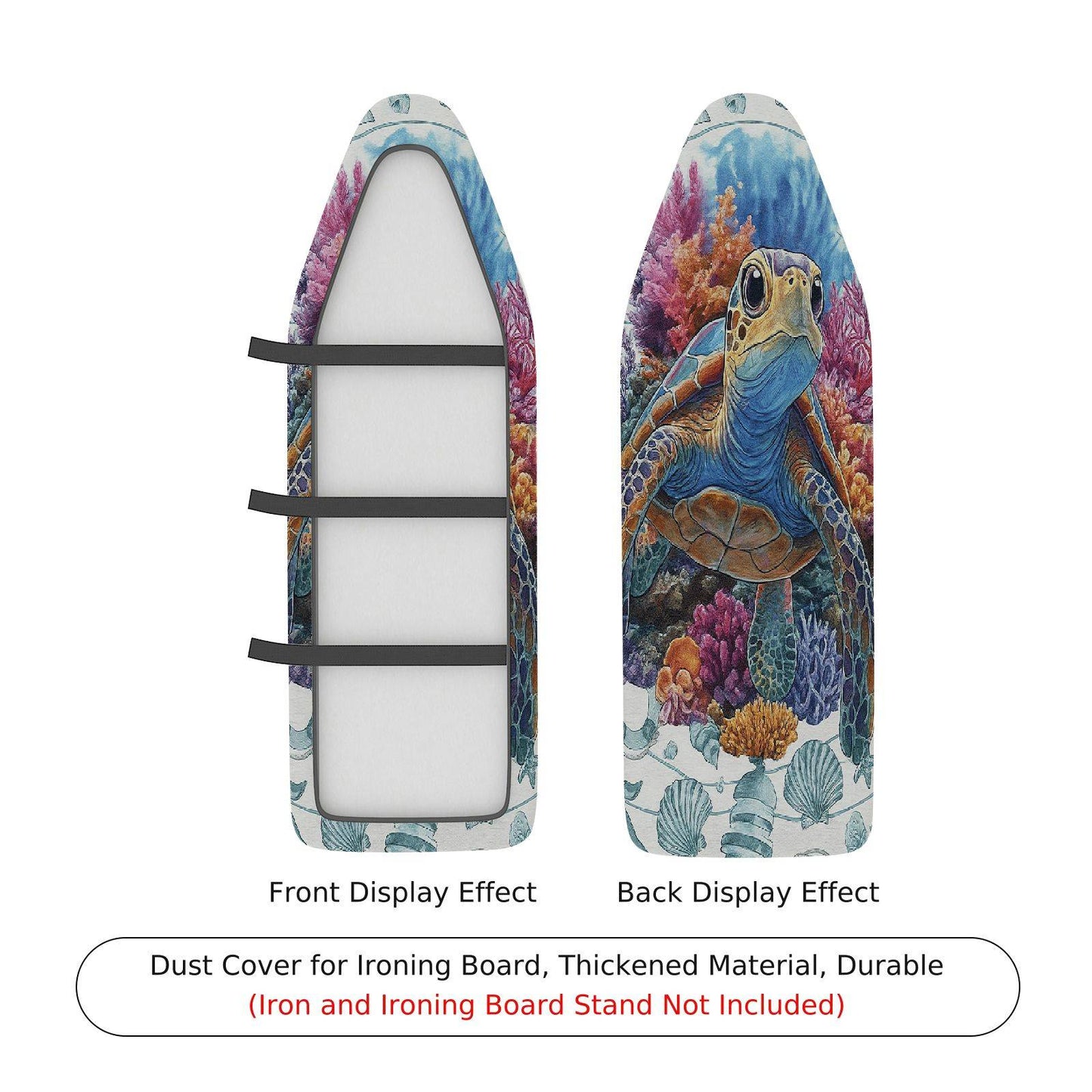 1-Piece Sea Turtle Coral Ocean Ironing Board Cover, Universal Size, Without Board
