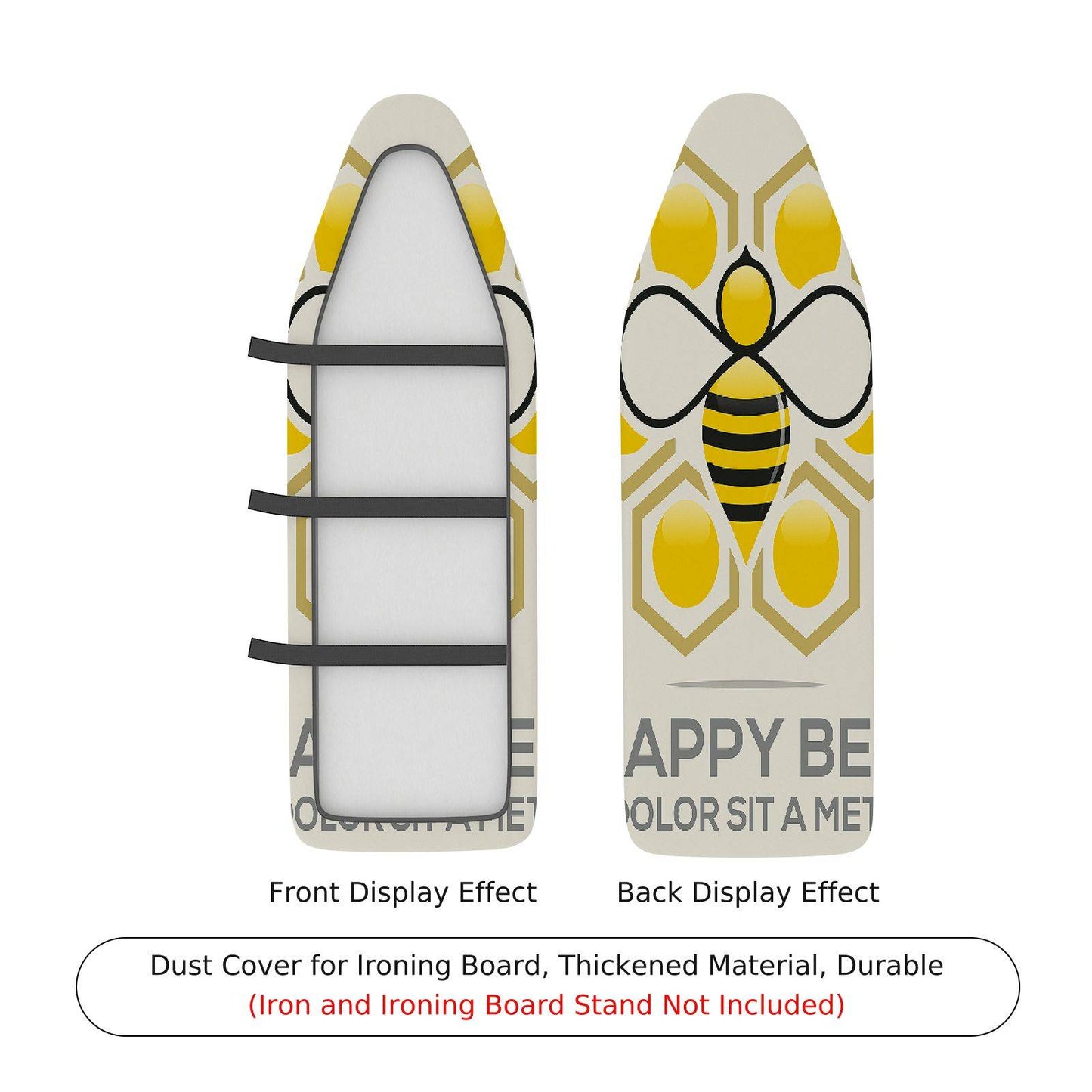 1-Piece Yellow Bee Honeycomb Pattern Ironing Board Cover, Universal Size, Without Board