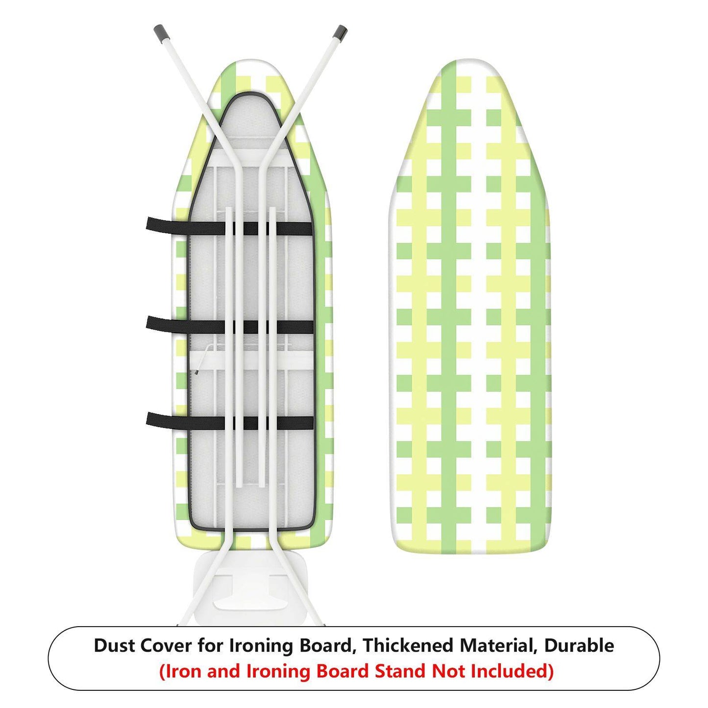 1-Piece Plaid Pattern Green Yellow Checks Ironing Board Cover, Universal Size, Without Board