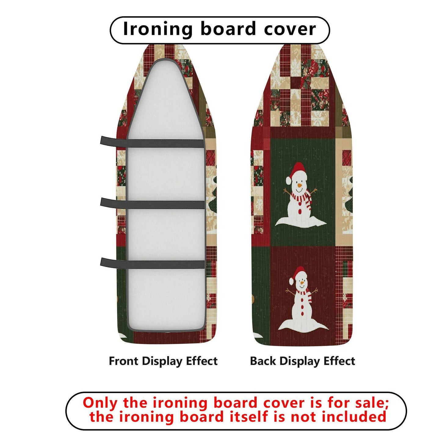 1-Piece Snowman Christmas Patchwork Ironing Board Cover, Universal Size, Without Board