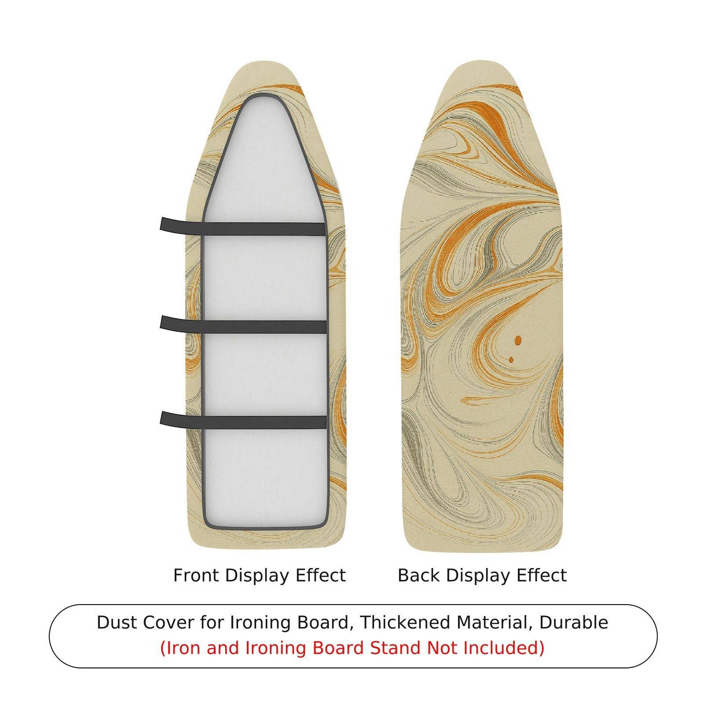 1-Piece Abstract Swirl Pattern Beige Orange Ironing Board Cover, Universal Size, Without Board