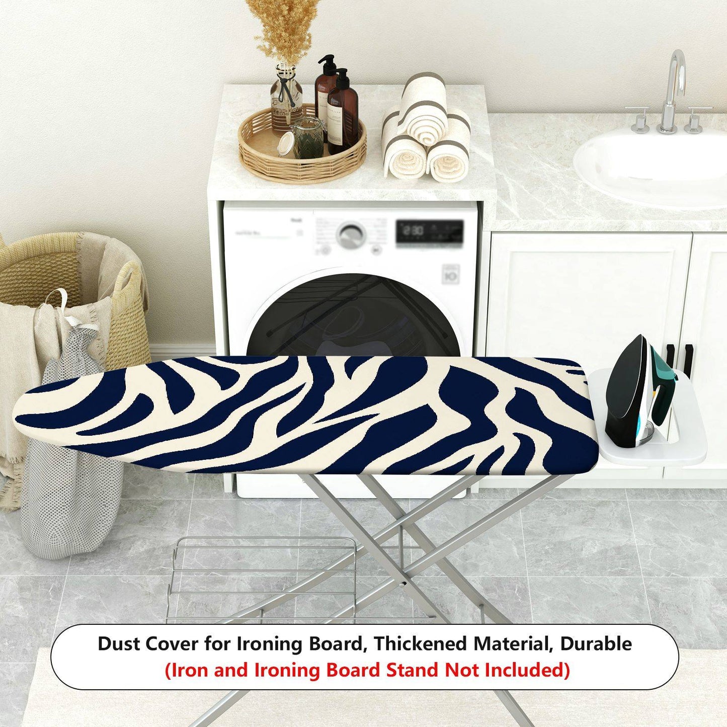 1-Piece Zebra Pattern Striped Chic Ironing Board Cover, Universal Size, Without Board