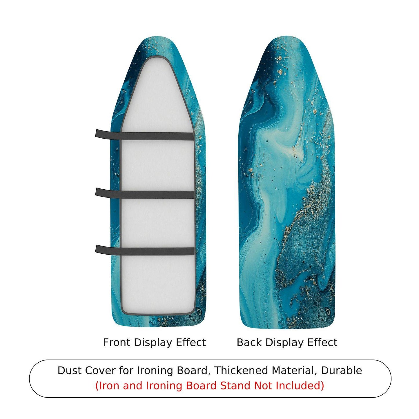 1-Piece Abstract Blue Marble Glitter Ironing Board Cover, Universal Size, Without Board