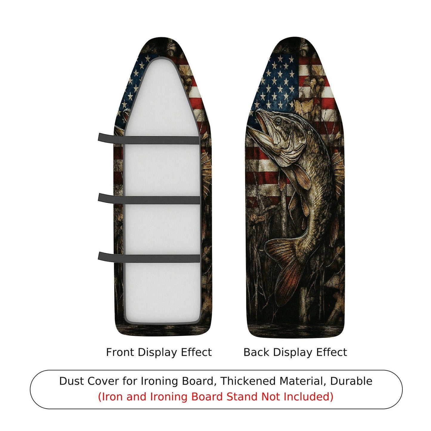 1-Piece American Fish Flag Ironing Board Cover, Universal Size, Without Board