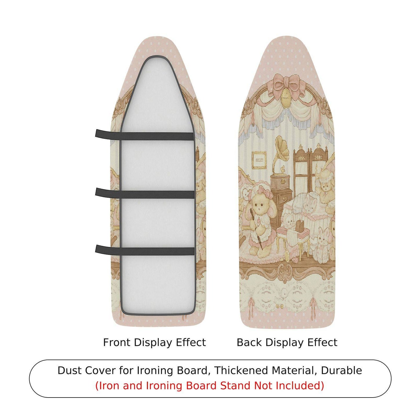 1-Piece Pink Bear Cute Ironing Board Cover, Universal Size, Without Board