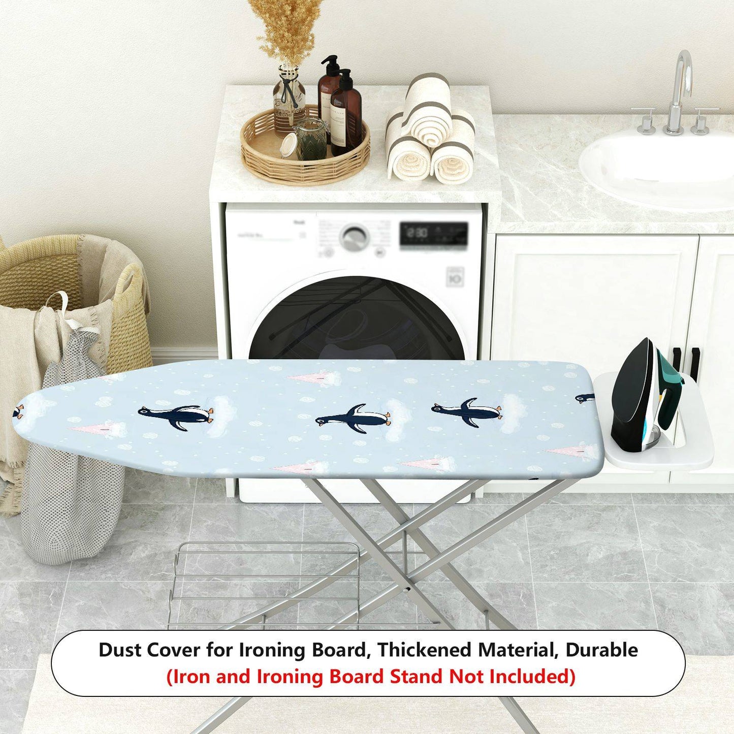 1-Piece Penguin Snowflake Christmas Ironing Board Cover, Universal Size, Without Board