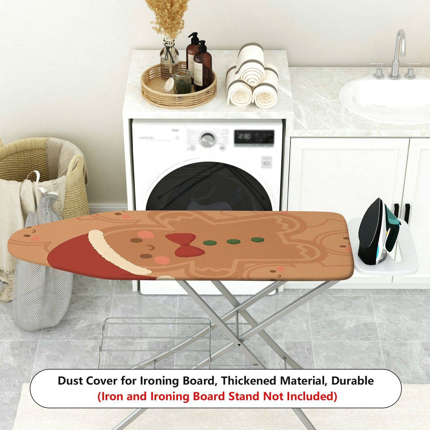 1-Piece Christmas Gingerbread Santa Ironing Board Cover, Universal Size, Without Board