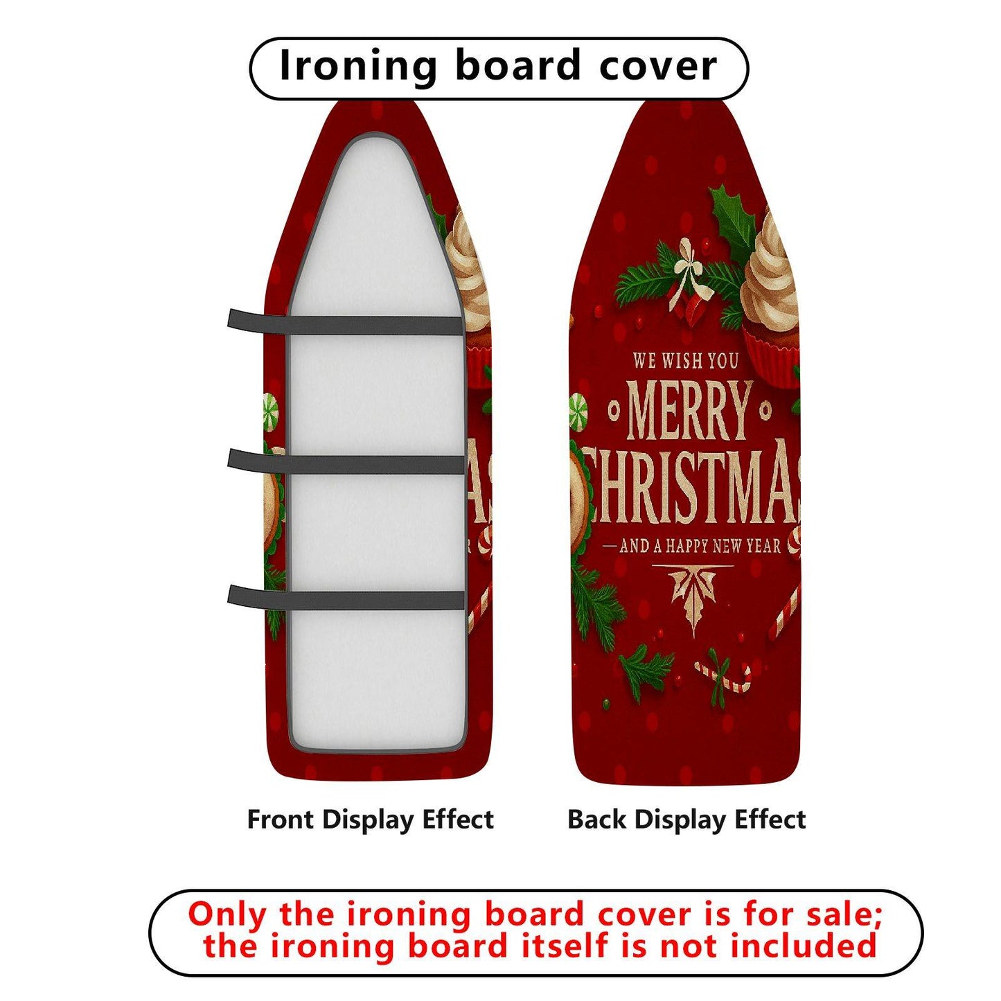 1-Piece Christmas Holiday Festive Ironing Board Cover, Universal Size, Without Board