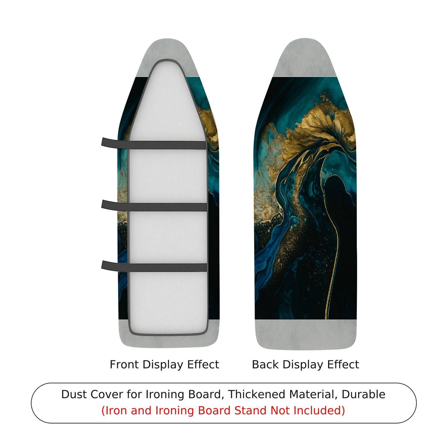 1-Piece Abstract Artistic Blue Gold Ironing Board Cover, Universal Size, Without Board