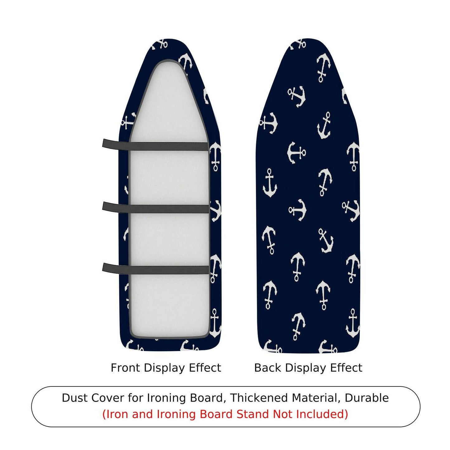 1-Piece Anchor Pattern Nautical Design Dark Blue Ironing Board Cover, Universal Size, Without Board