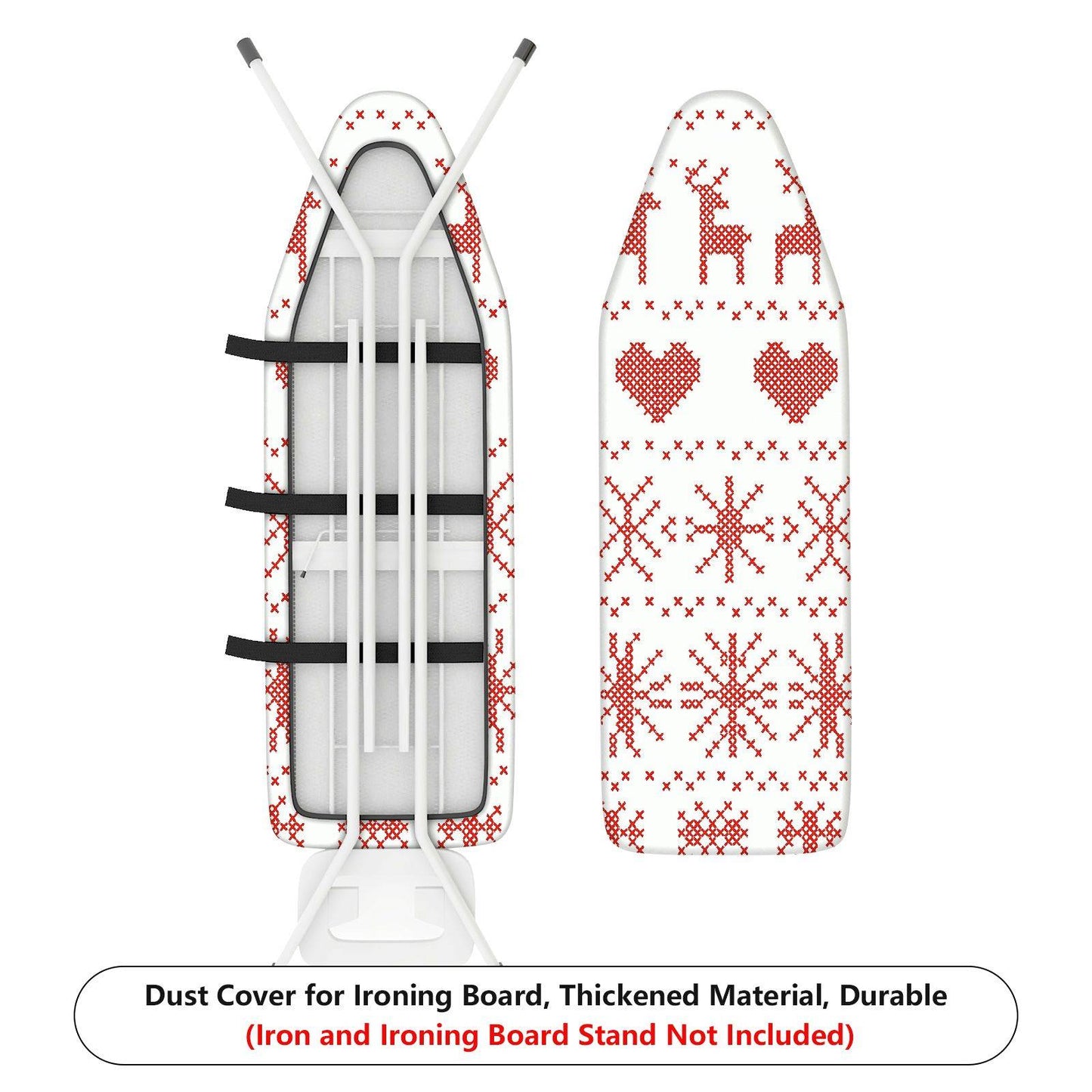 1-Piece Christmas Nordic Deer Heart Ironing Board Cover, Universal Size, Without Board