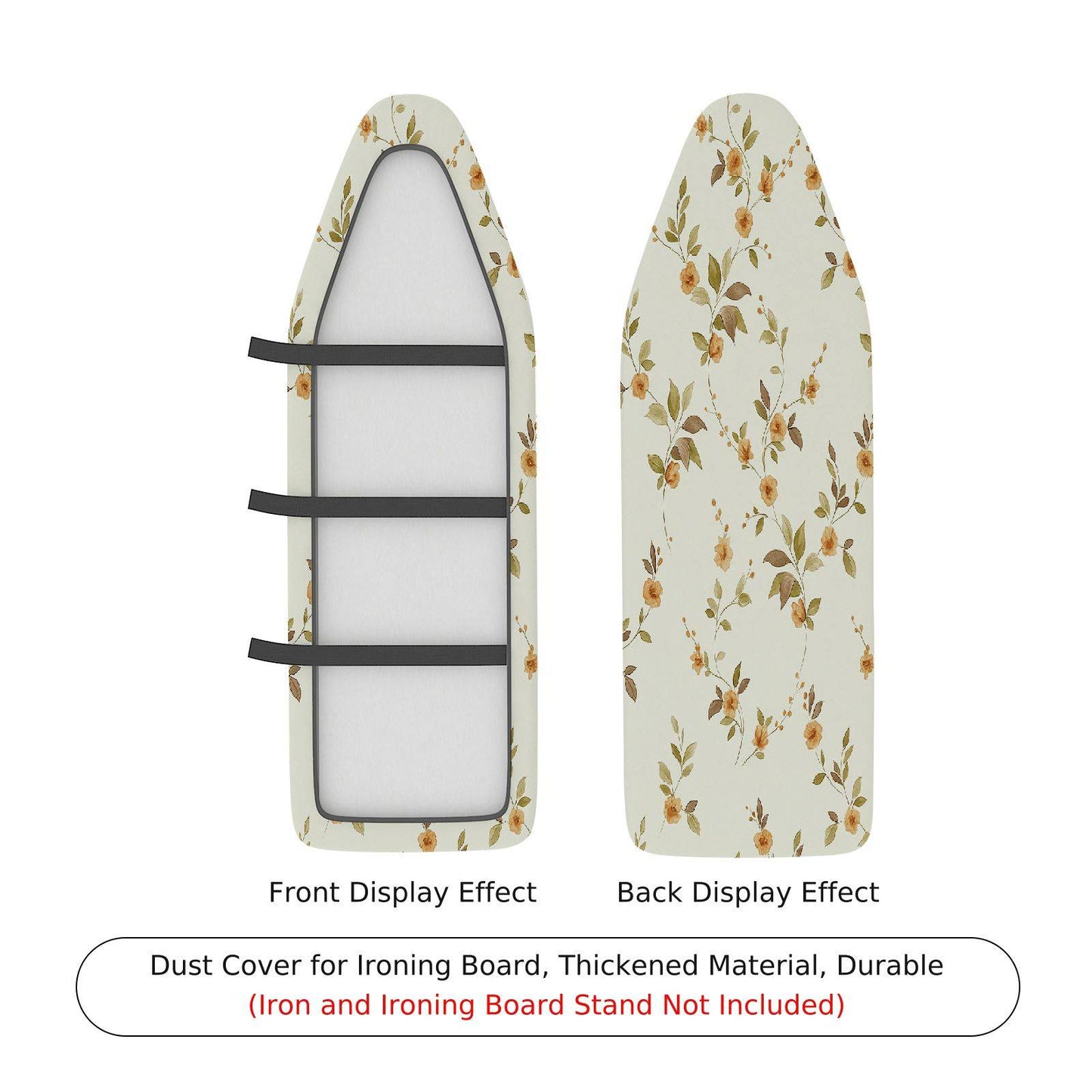 1-Piece Floral Leaf Pattern Beige Ironing Board Cover, Universal Size, Without Board