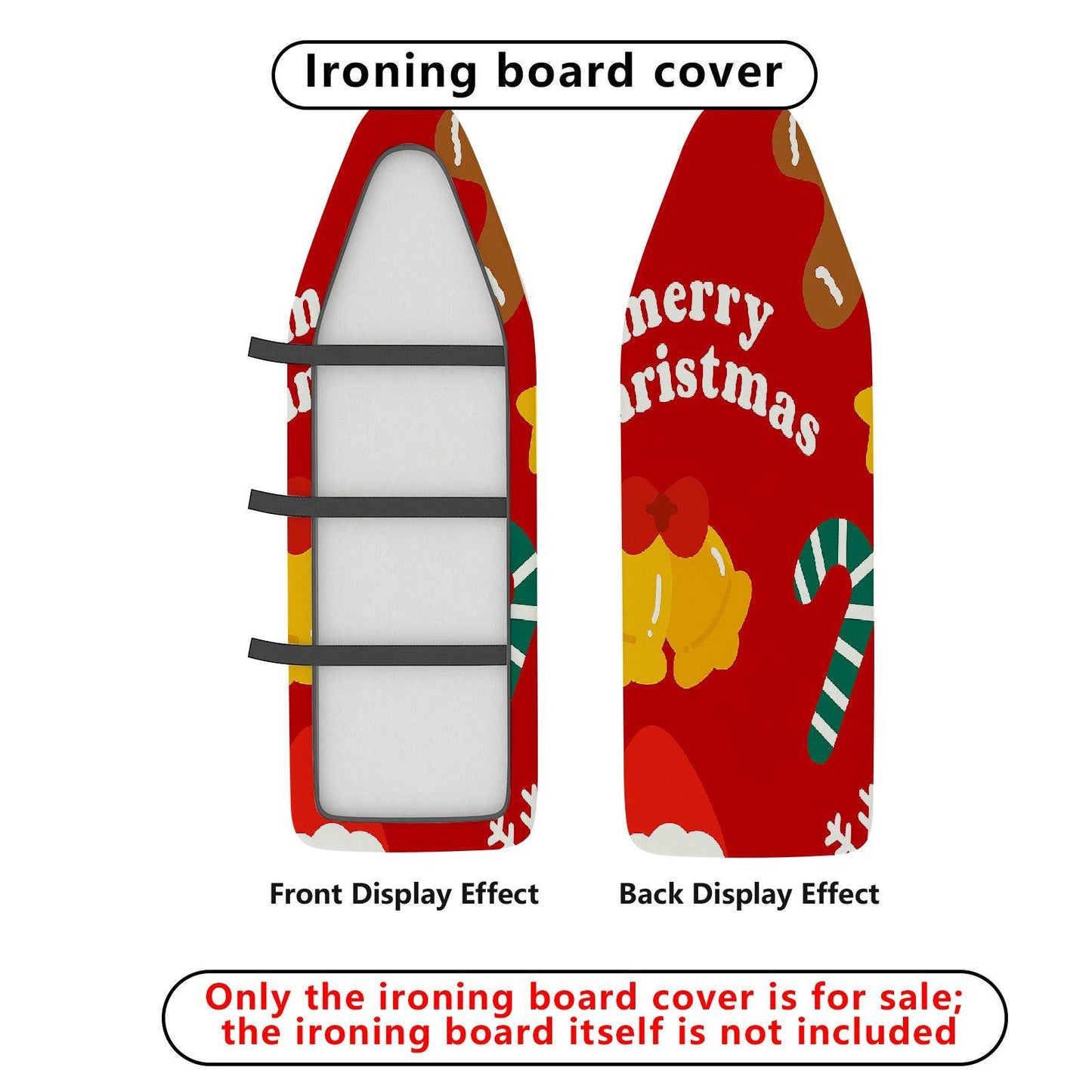 1-Piece Christmas Candy Bow Ironing Board Cover, Universal Size, Without Board