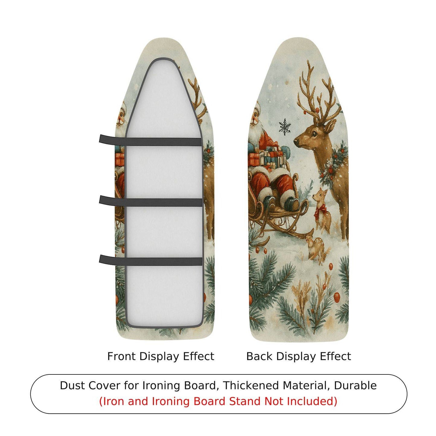 1-Piece Christmas Santa Reindeer Ironing Board Cover, Universal Size, Without Board