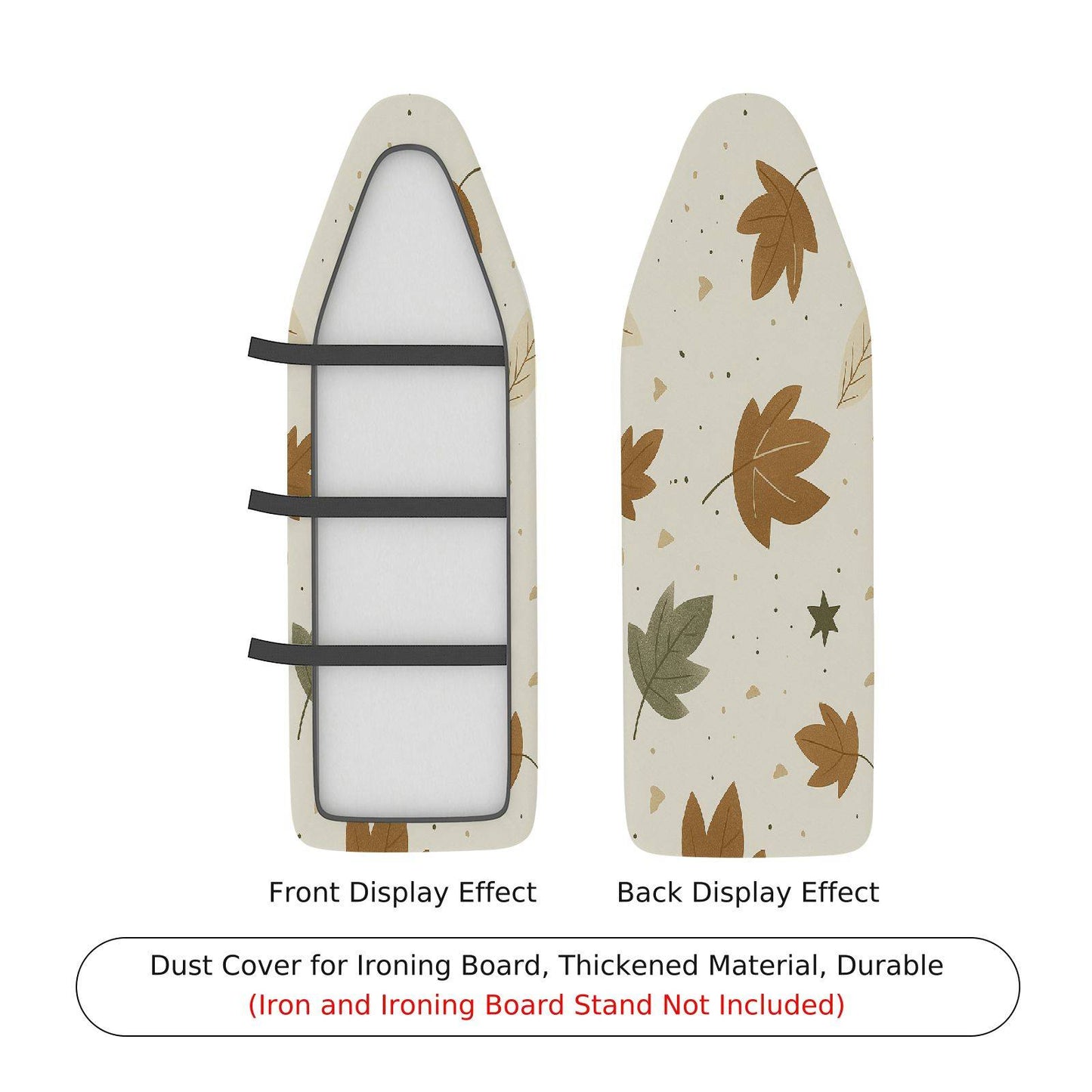 1-Piece Leaf Pattern Autumn Beige Ironing Board Cover, Universal Size, Without Board