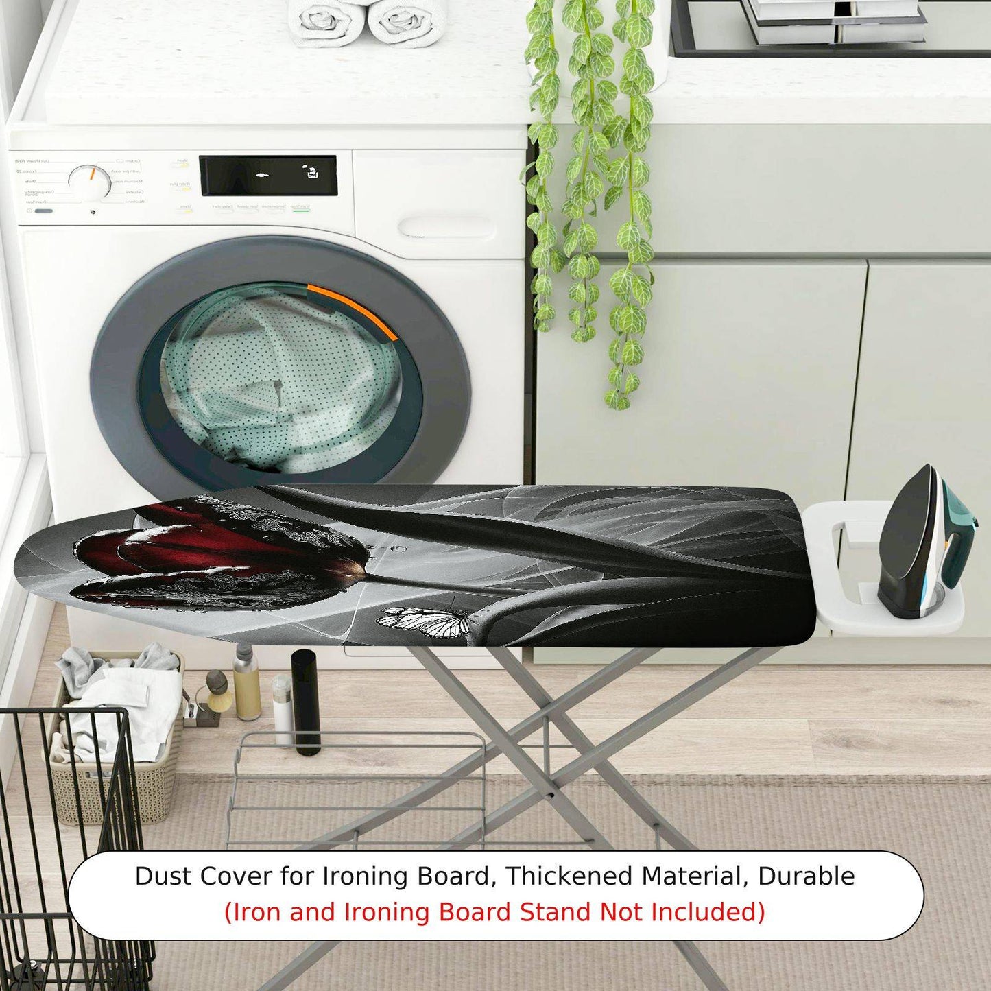 1-Piece Elegant Floral Butterfly Ironing Board Cover, Universal Size, Without Board