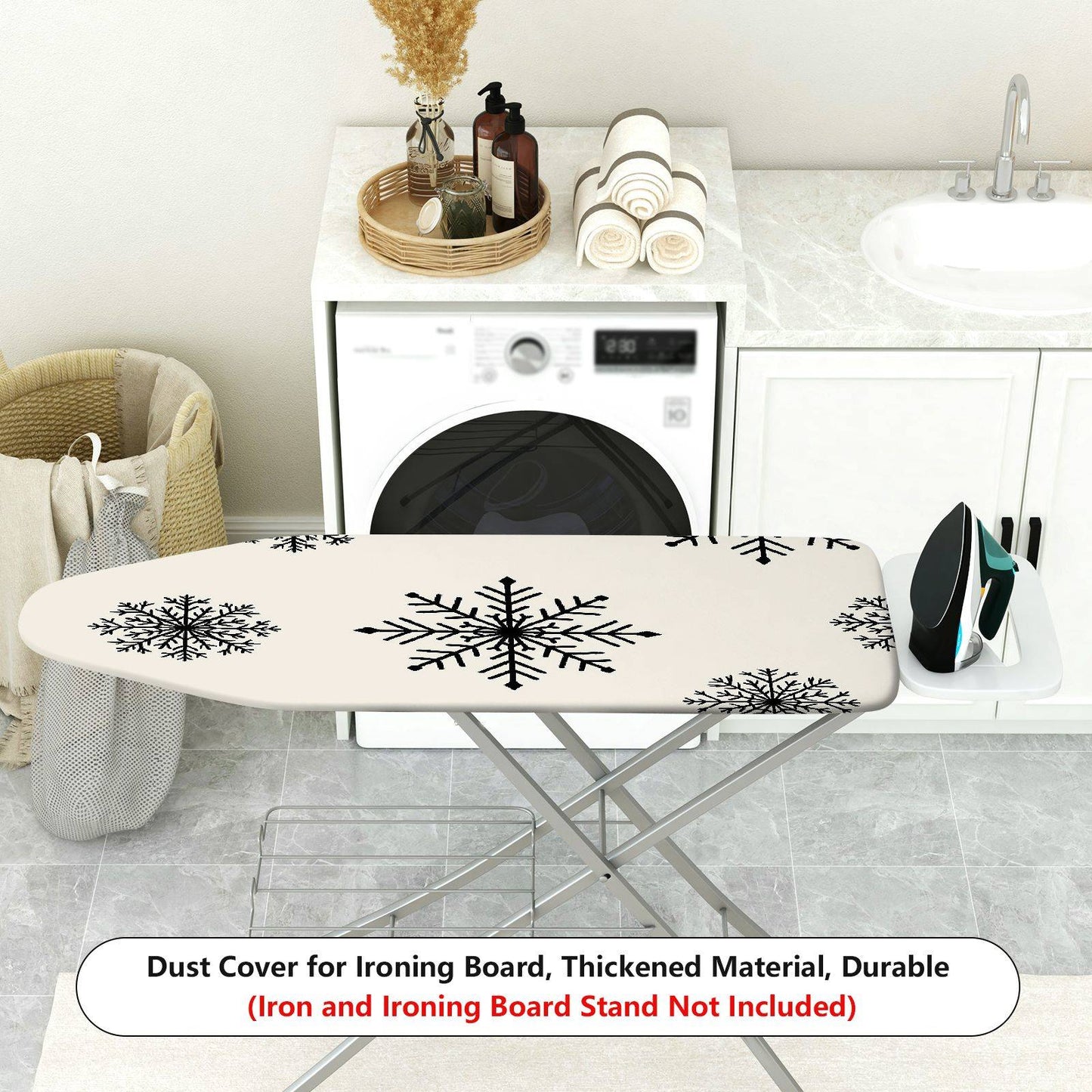 1-Piece Snowflake Pattern Christmas Winter Ironing Board Cover, Universal Size, Without Board
