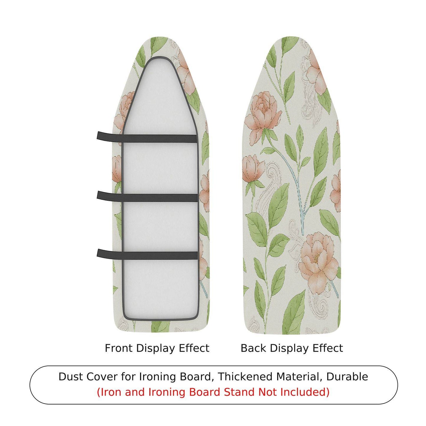 1-Piece Floral Leaf Pattern Beige Ironing Board Cover, Universal Size, Without Board