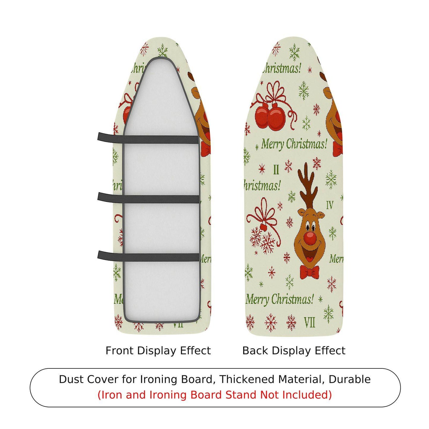 1-Piece Reindeer Snowflakes Merry Christmas Ironing Board Cover, Universal Size, Without Board