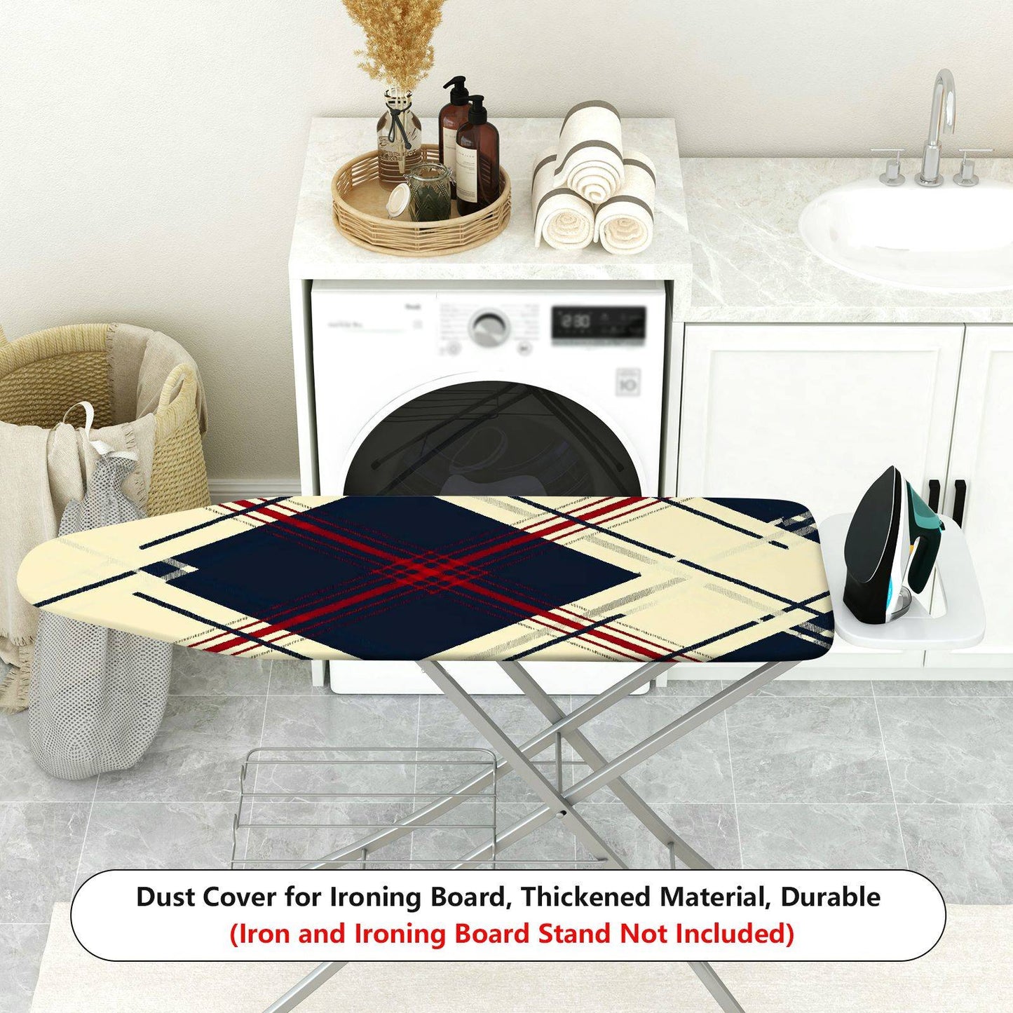 1-Piece Plaid Diamond Red Ironing Board Cover, Universal Size, Without Board