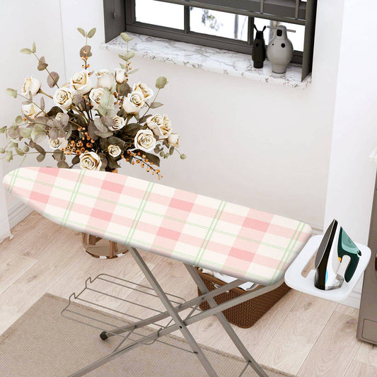 1-Piece Plaid Pink Green Ironing Board Cover, Universal Size, Without Board