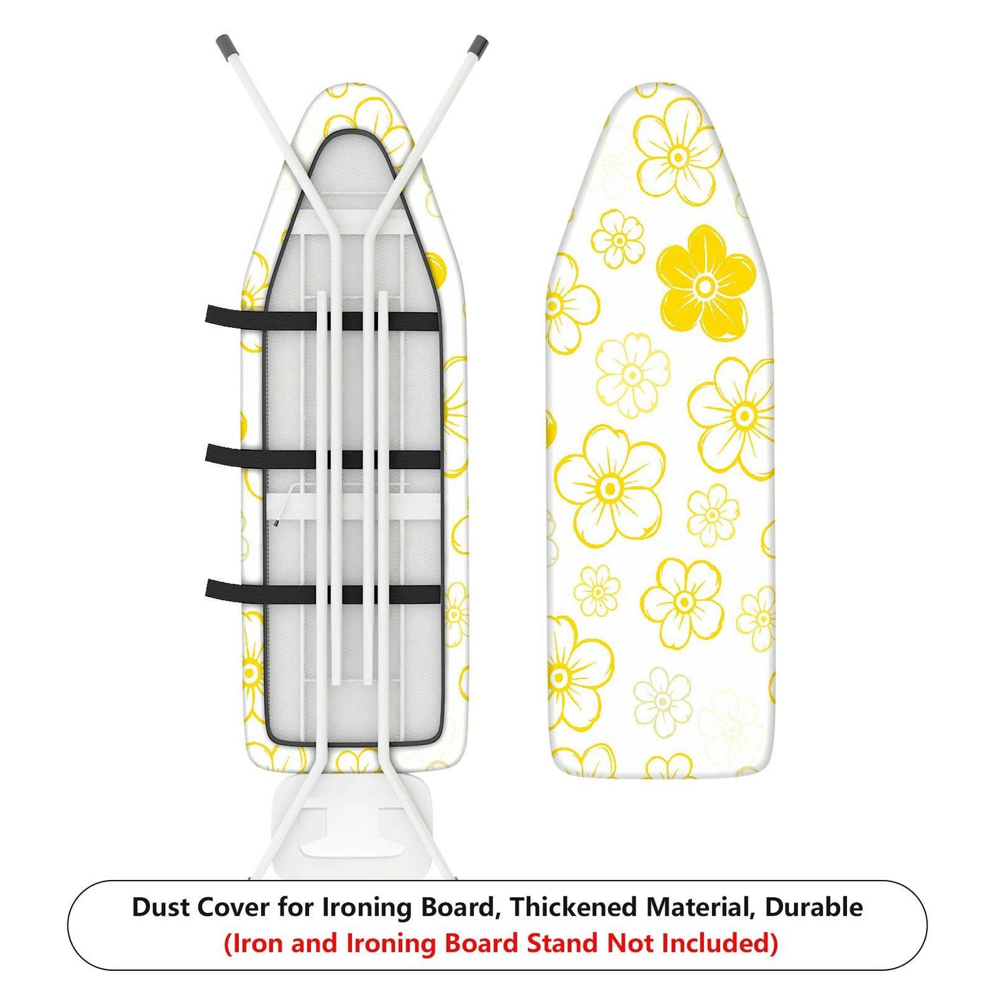 1-Piece Yellow Floral Pattern Decorative Ironing Board Cover, Universal Size, Without Board