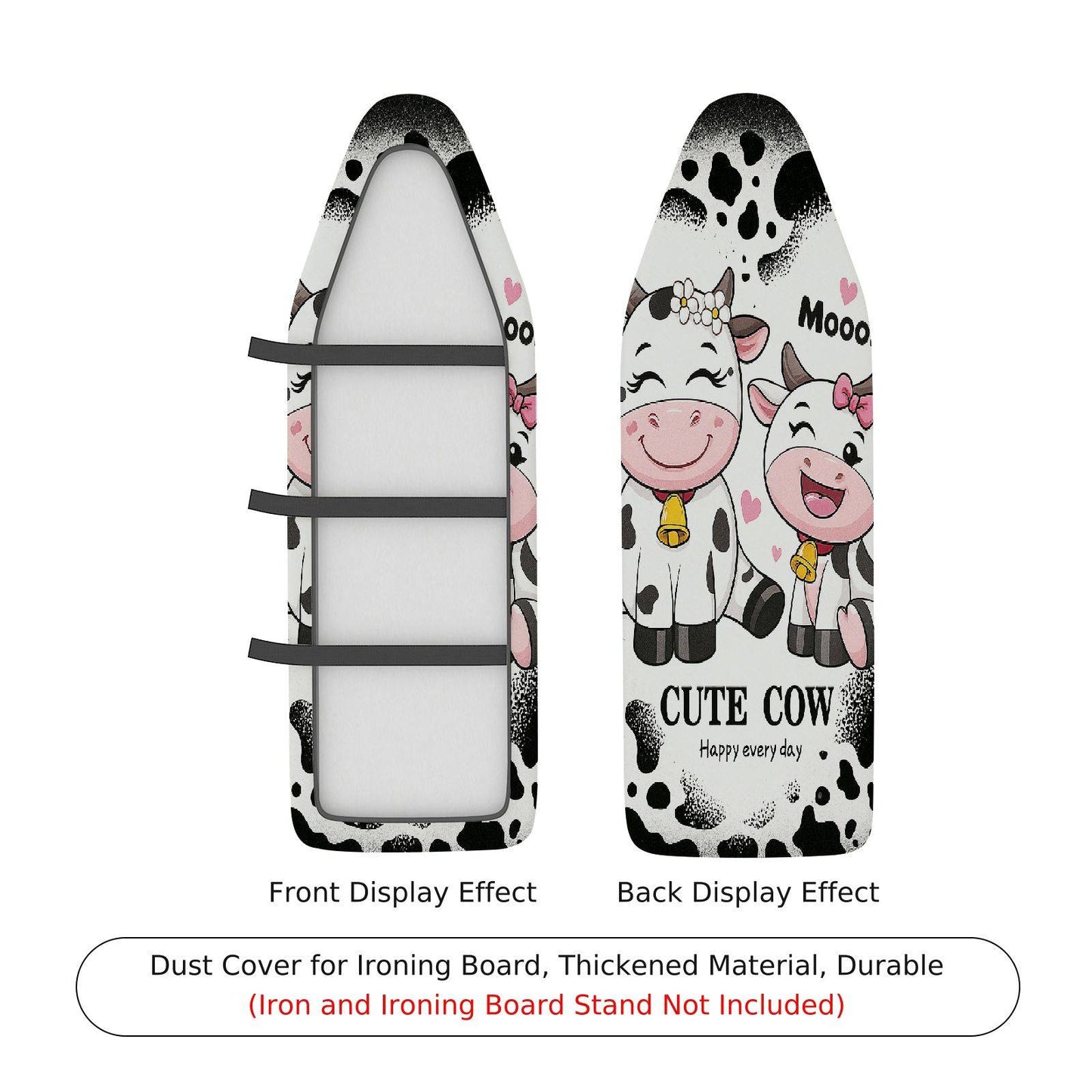 1-Piece Cow Cute Happy Ironing Board Cover, Universal Size, Without Board