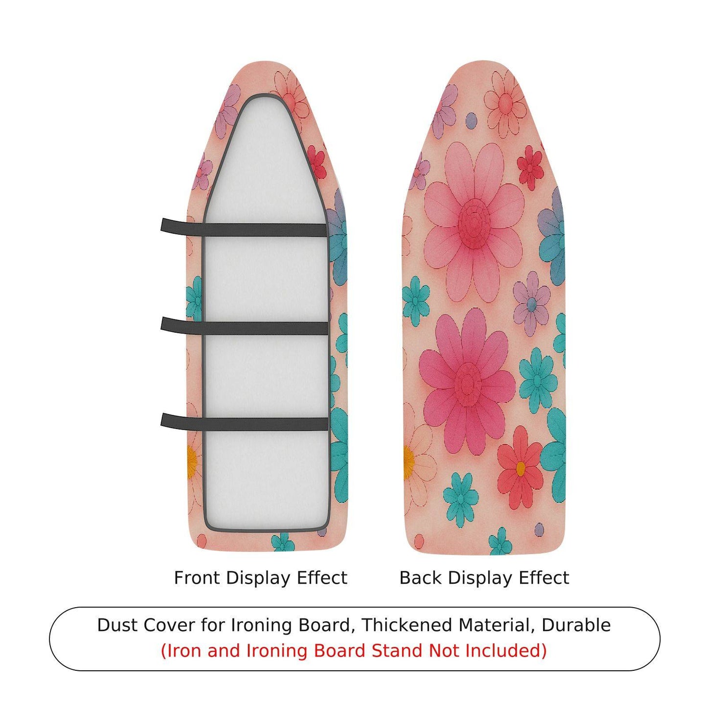 1-Piece Floral Pattern Colorful Fun Vibrant Ironing Board Cover, Universal Size, Without Board