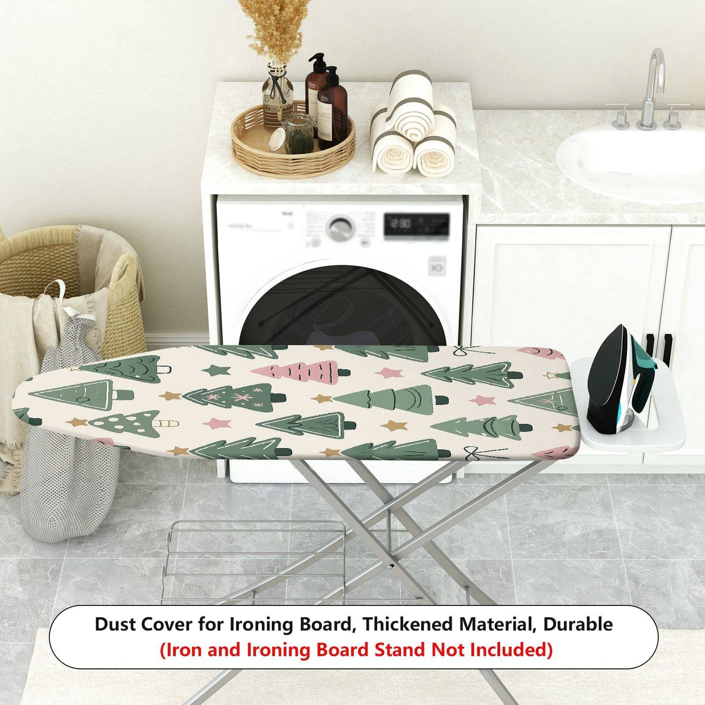 1-Piece Christmas Tree Star Bow Ironing Board Cover, Universal Size, Without Board