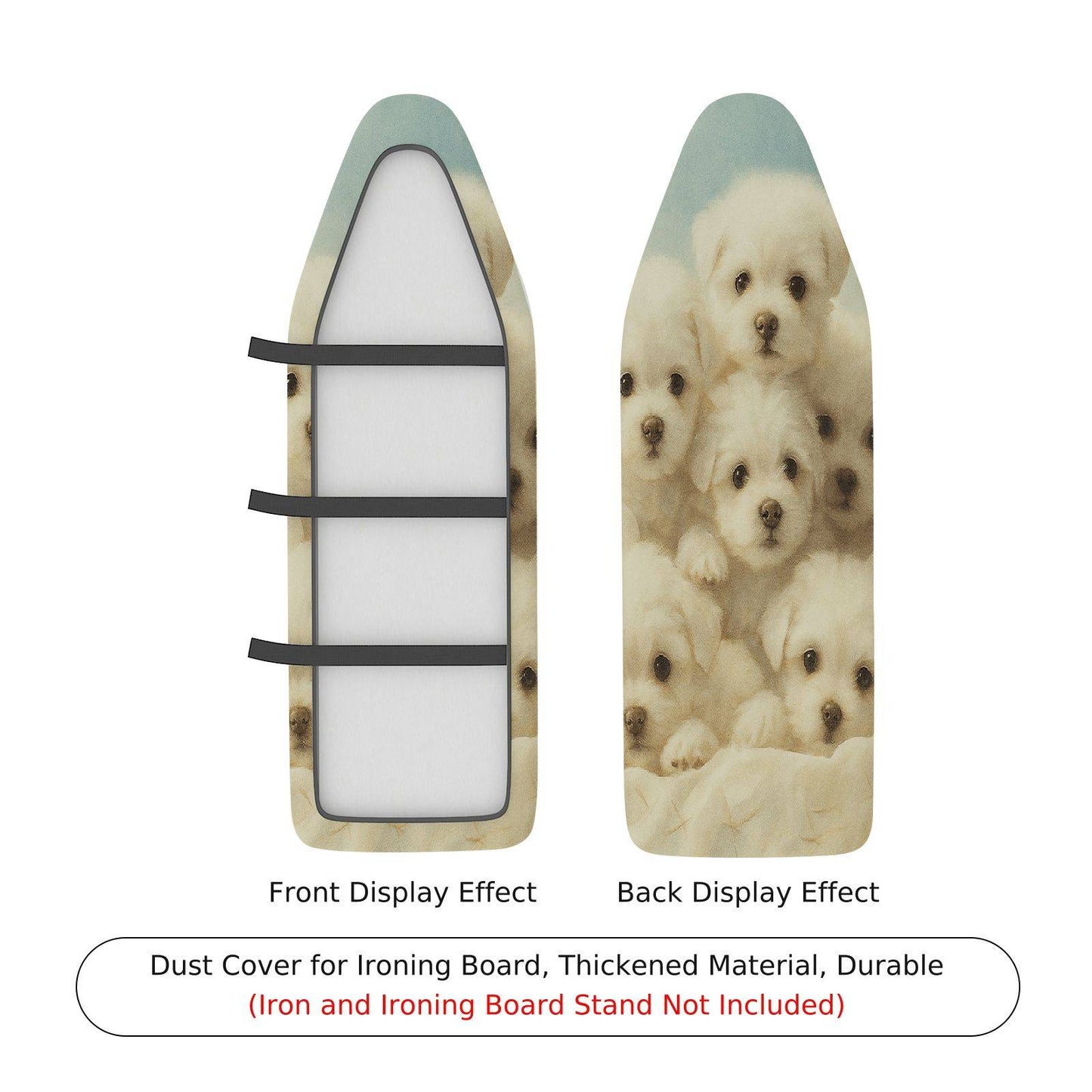 1-Piece Cute Dog Animal White Ironing Board Cover, Universal Size, Without Board
