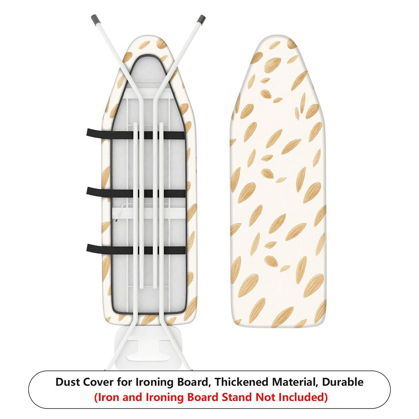 1-Piece Leaf Pattern Beige Decorative Ironing Board Cover, Universal Size, Without Board