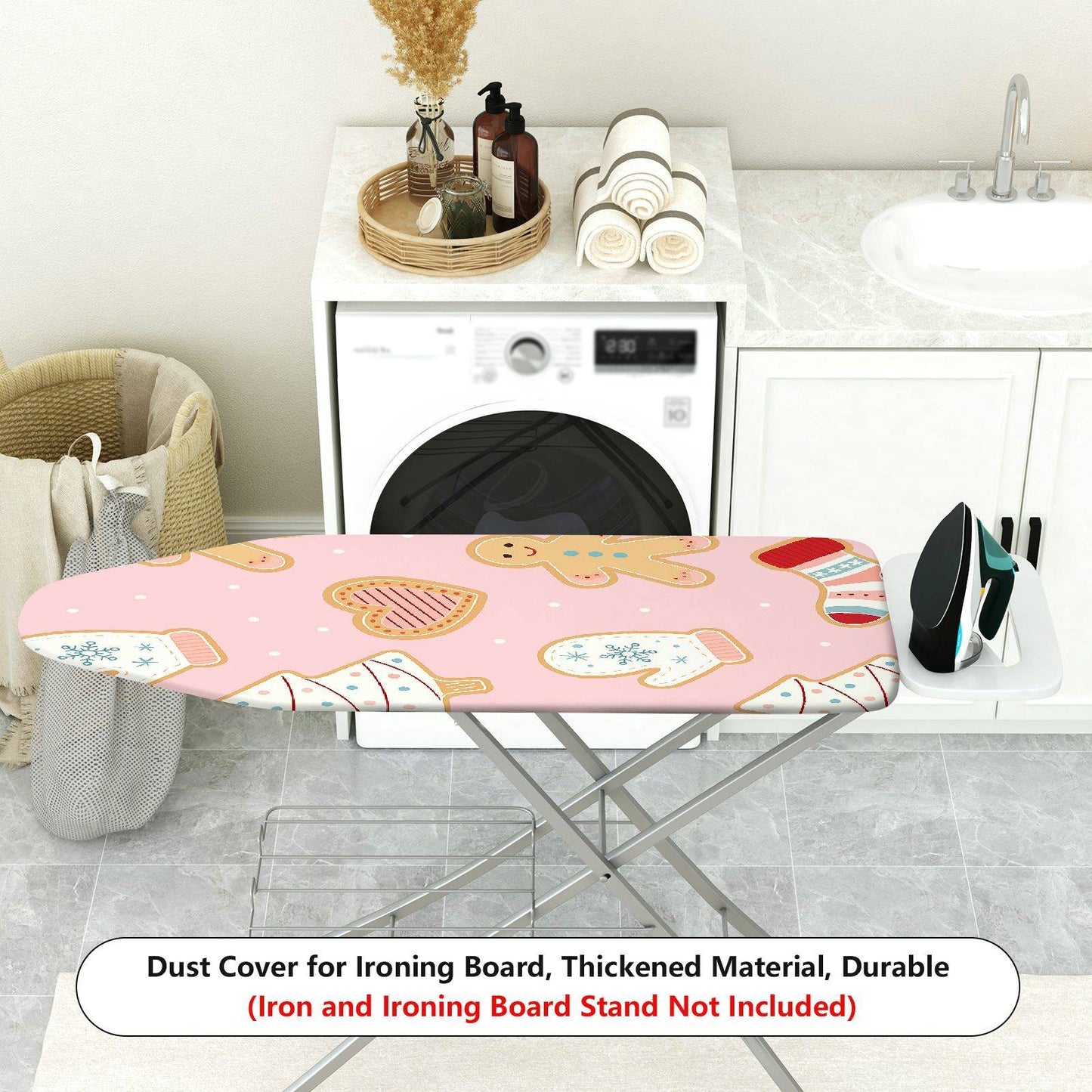 1-Piece Christmas Gingerbread Heart Ironing Board Cover, Universal Size, Without Board