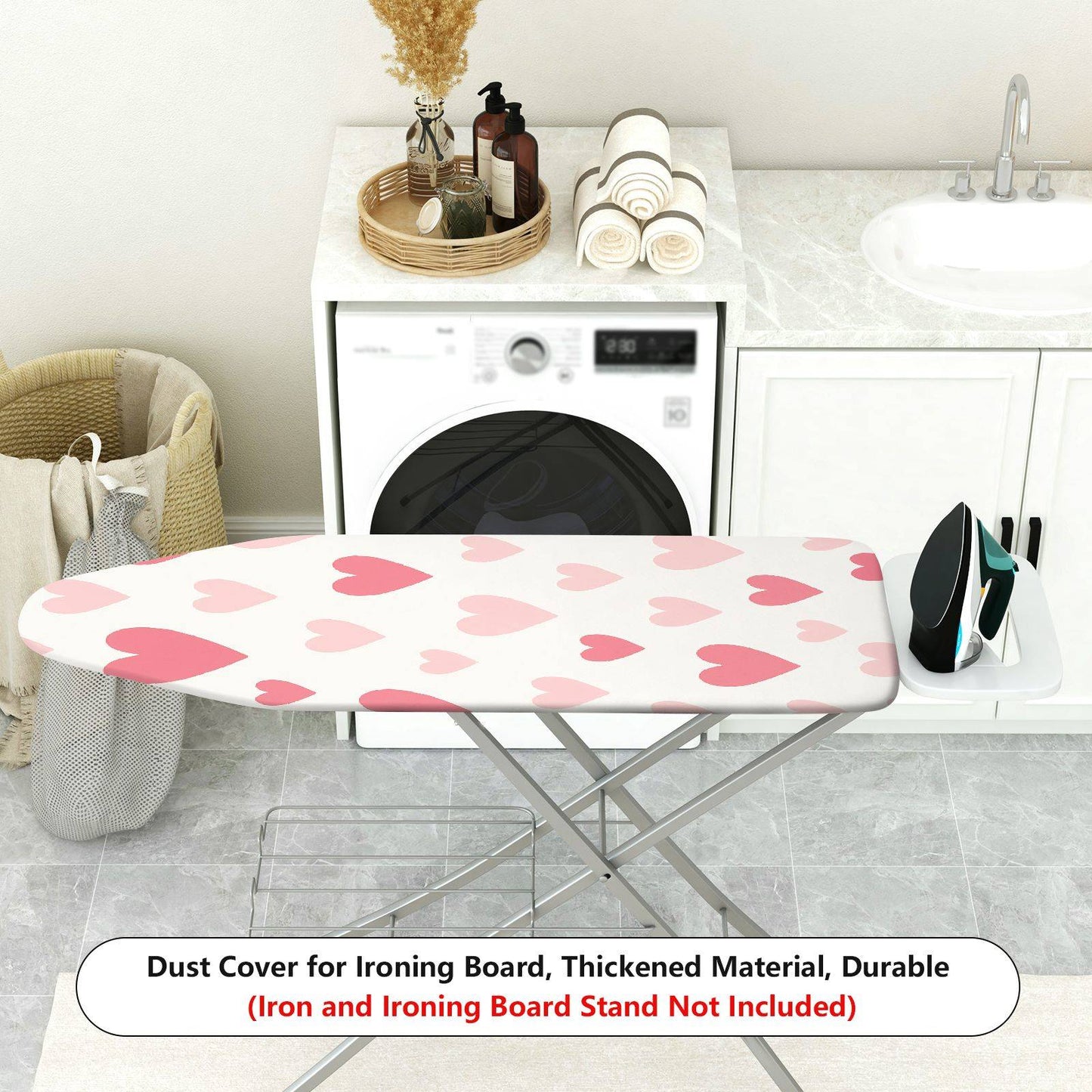 1-Piece Pink Love Heart Cute Ironing Board Cover, Universal Size, Without Board